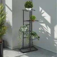 Подставка для цветов Greengo, 5 полок, 44&times;22&times;95 см, напольная, металл, тёмно-серая