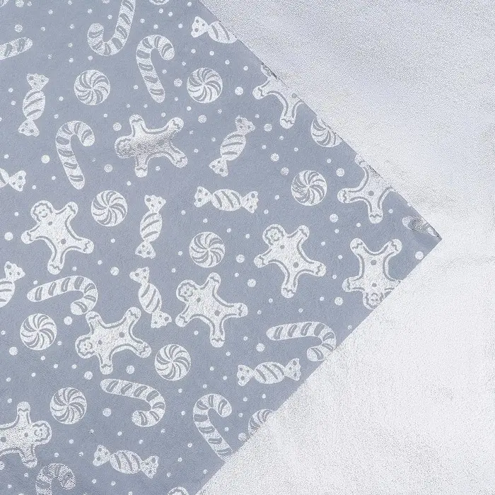 Плёнка упаковочная фольгированная «Сладости», 70×50 см, белый