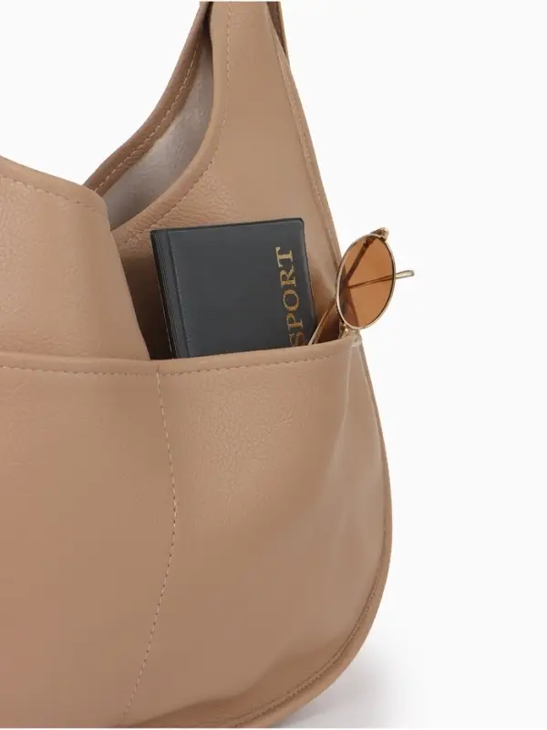 Сумка - мешок женская TEXTURA, на магните, с косметичкой, 34&times;12&times;27 см, бежевая