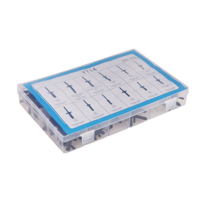 Клипсы и пистоны крепежные, 12 видов, набор 235 шт