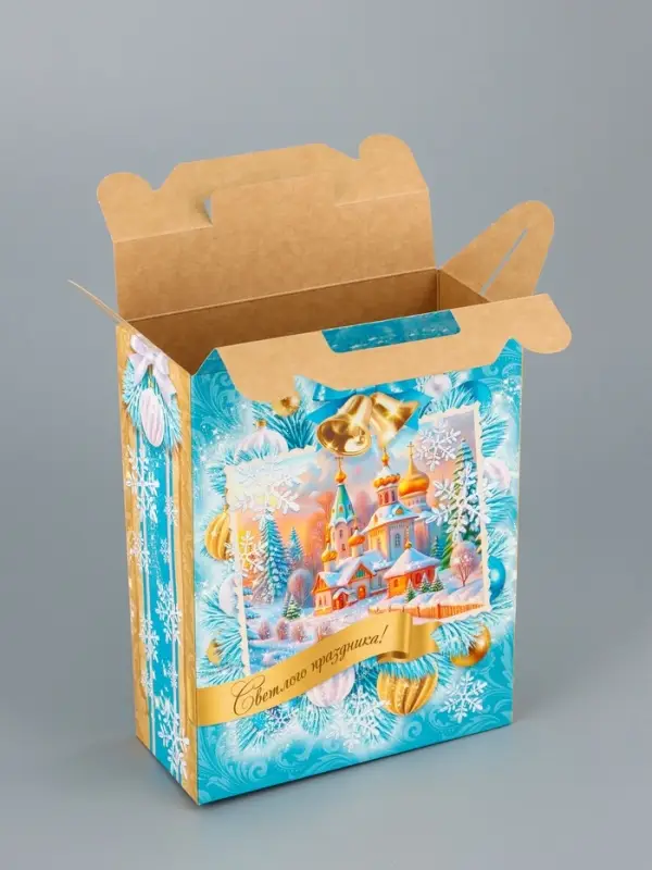 Подарочная коробка новогодняя Светлый праздник 17 х 7 х 25,5 см