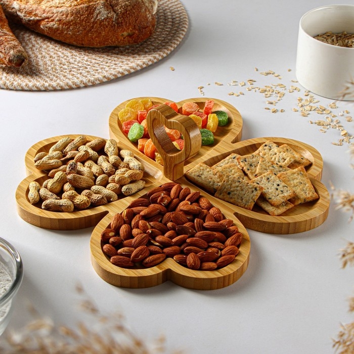 Менажница Доляна «Цветок», 29×29 см, бамбук Менажница Доляна «Цветок», 29×29 см, бамбук