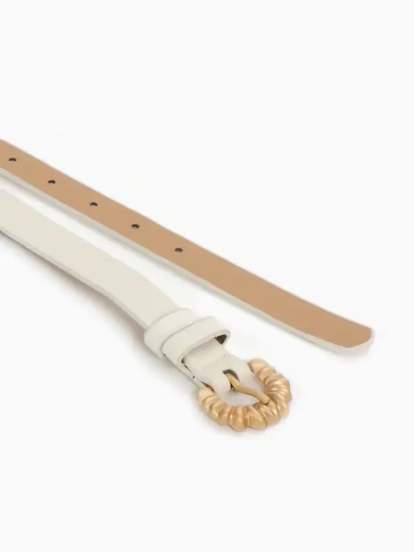 Ремень женский тонкий, 110&times;1.8 см, пряжка металл, белый