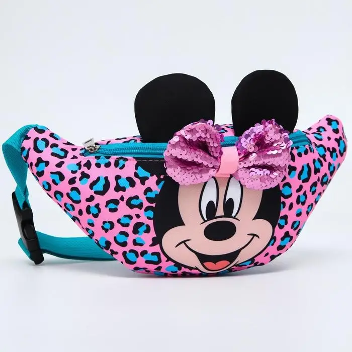 Сумка поясная детская для девочки, с ушками, 25&times;6&times;13 см, Минни Маус