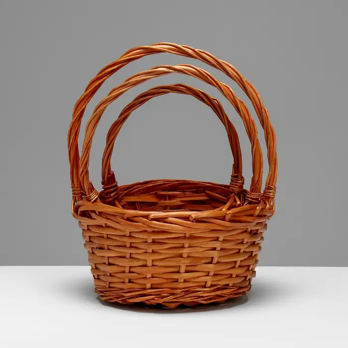 Набор корзин из 3 шт, D23xH11/27 см, D20xH10/24 см, D15xH8/20 см, медовый, ива