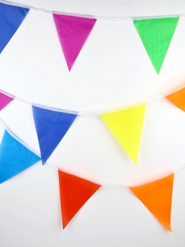 Гирлянда на ленте текстильная  Гирлянда на ленте текстильная "Цветные флажки", дл. 10 м