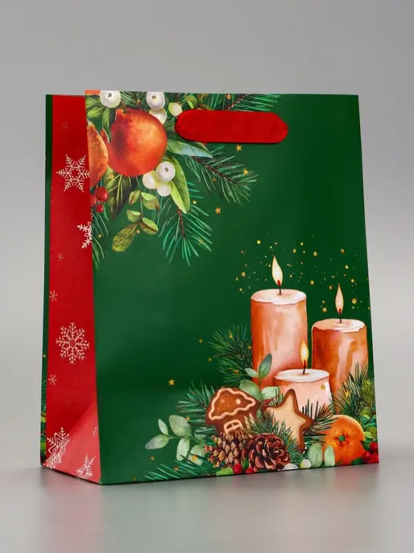 Пакет подарочный новогодний ламинированный с тиснением &laquo;Уют&raquo;, люкс, 18&times;22.3&times;10 см