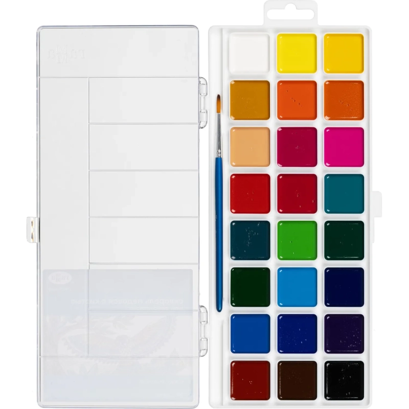 Краски акварельные Гамма Классическая,медов,Наб.24цв,с кистью,пласт 1009203