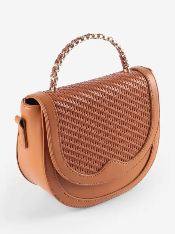 Ручка для сумки, металлическая, с винтами для крепления, 12.8&times;6.5 см, цвет золотой, коричневый