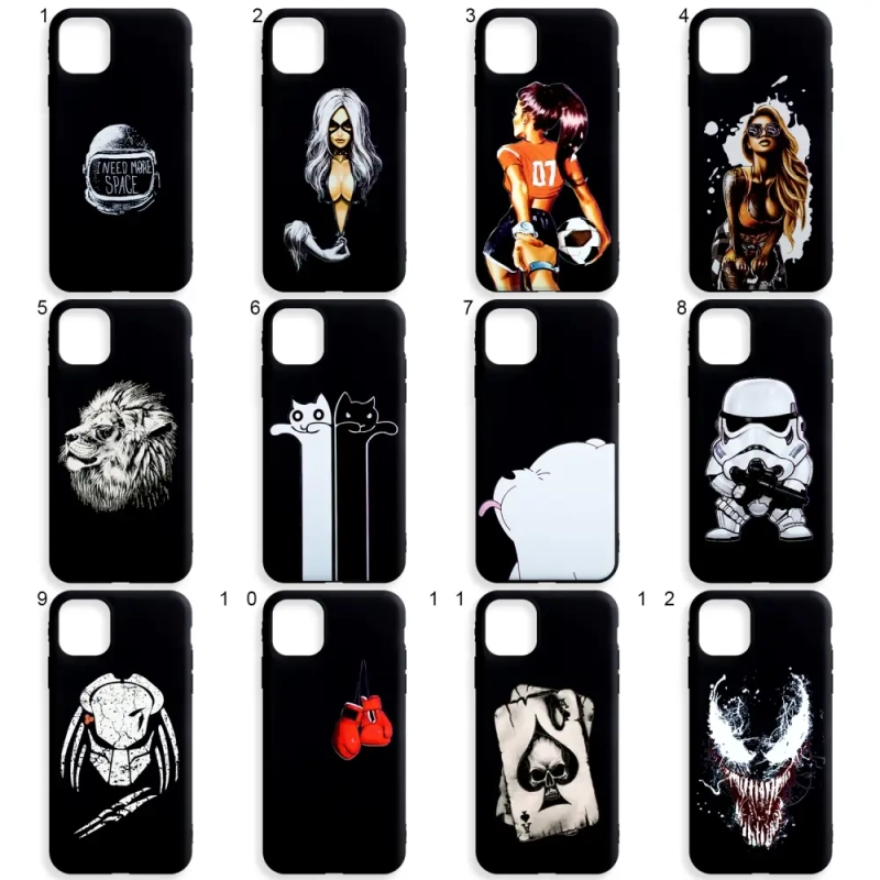 Чехол iPh 11 Pro Max matte 1.3 mm с принтами в ассортименте Чехол iPh 11 Pro Max matte 1.3 mm с принтами в ассортименте
