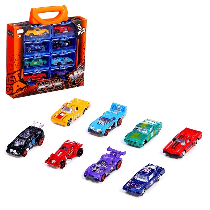 Набор металлических машин Hot Cars, в кейсе, 8 шт. Набор металлических машин Hot Cars, в кейсе, 8 шт.