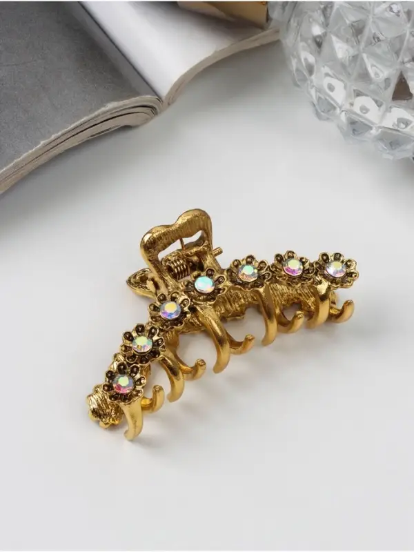 Крабик для волос &laquo;Каспиан&raquo;, цветочки, 5 см, золотистый