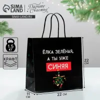 Пакет подарочный новогодний &laquo;А ты уже синяя&raquo;, 22&times;22&times;11 см