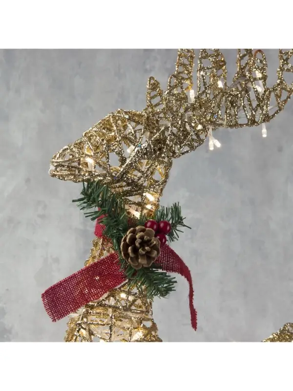 Светодиодная фигура &laquo;Олень золотистый&raquo; 50&times;85&times;18 см, металл, 220 В, свечение тёплое белое