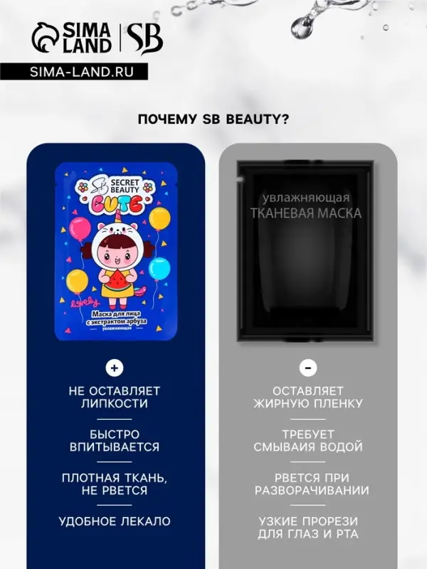 Маска тканевая увлажняющая для лица с экстрактом арбуза Маска тканевая увлажняющая для лица с экстрактом арбуза