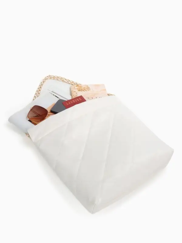 Сумка - мешок женская без застёжки, 35&times;7&times;33 см, со стёжкой, белая