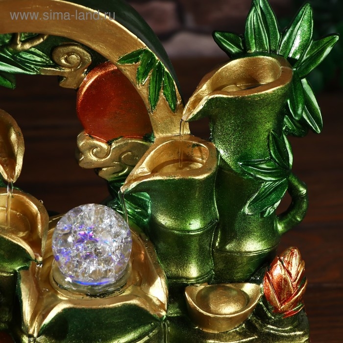 Фонтан настольный от сети, подсветка Фонтан настольный от сети, подсветка "Бамбук и слитки" 31,5х32х20,5 см