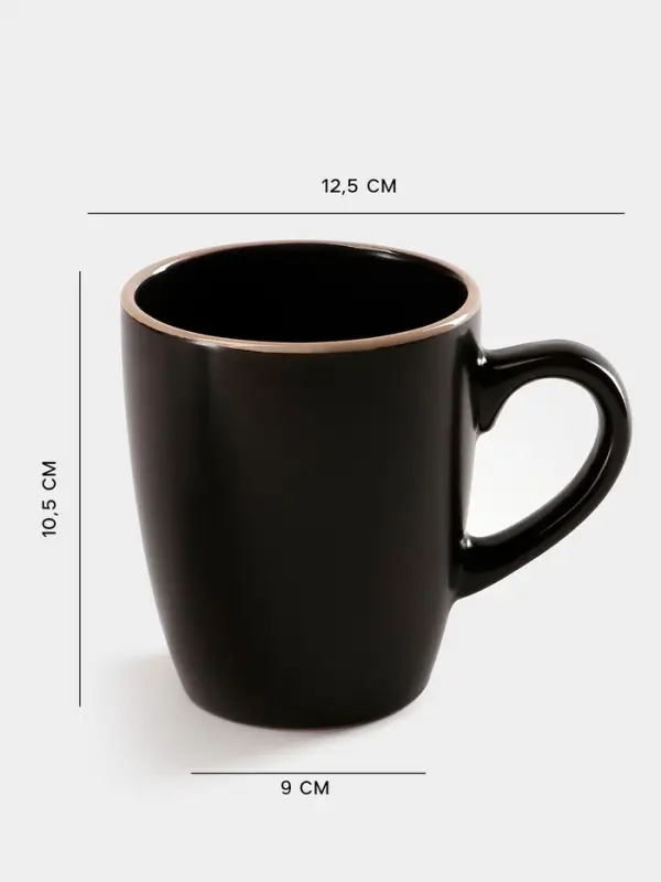 Кружка Доляна &laquo;Ваниль&raquo;, 350 мл, керамика, чёрная