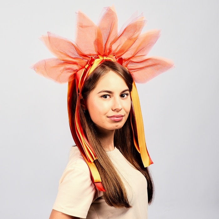 Карнавальный ободок «Лучистое солнце», цвет красно-оранжевый Карнавальный ободок «Лучистое солнце», цвет красно-оранжевый