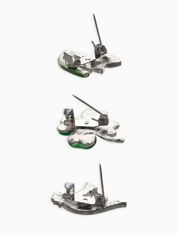 Броши &laquo;Голубь, клевер, подснежник&raquo;, набор 3 шт. разноцветный в серебре