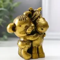 Фигура «Мишка с лошадкой», 8.5×7×6 см, золото