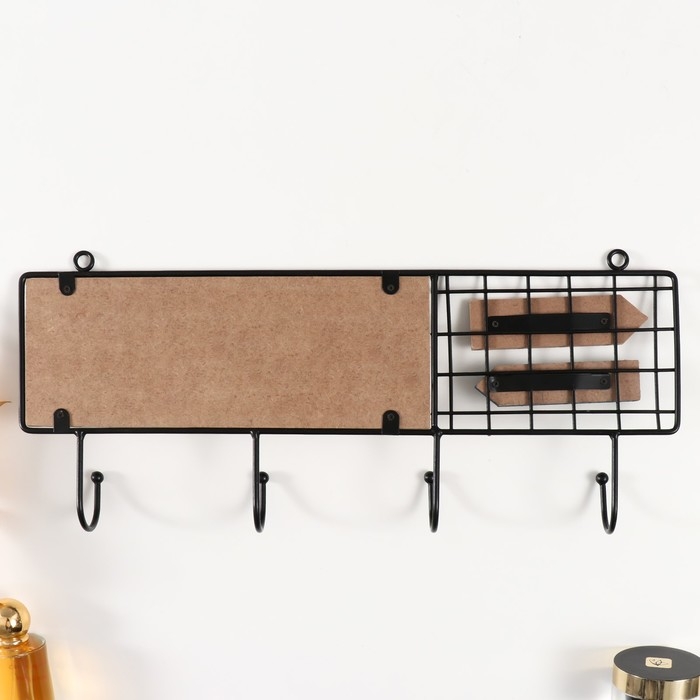 Крючки декоративные дерево, металл Крючки декоративные дерево, металл "Синие рыбки" 40,2х4х17,7 см