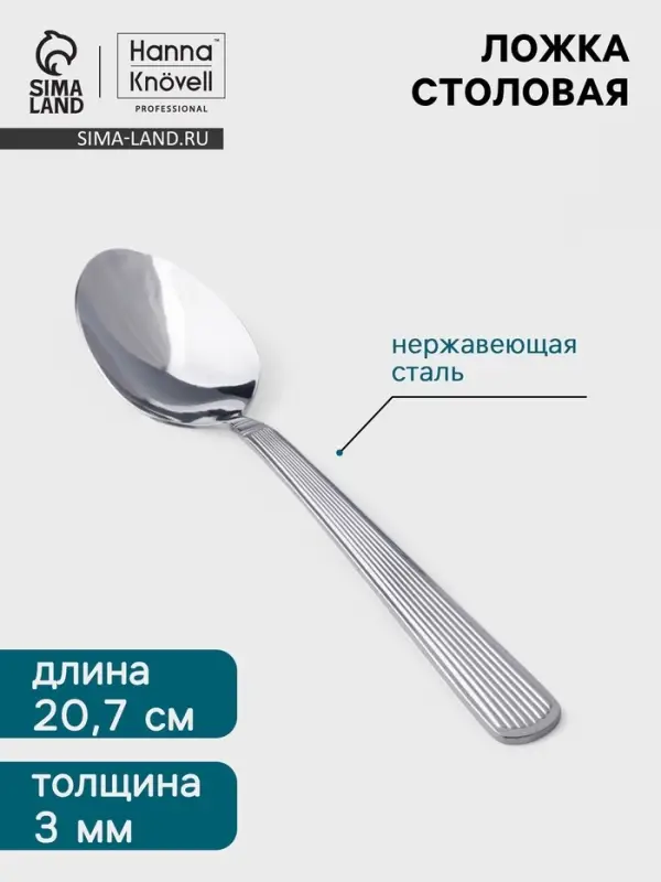 Столовая ложка Hanna Kn&ouml;vell Asnen, 20.7 см, толщина 3 мм, нержавеющая сталь, серебристая