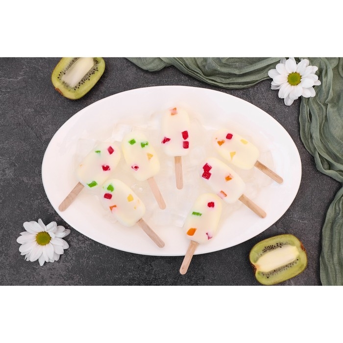 Форма для мороженого Доляна «Эскимо», силикон, 42×12 см, 8 ячеек (6,8×3,8 см), цвет МИКС Форма для мороженого Доляна «Эскимо», силикон, 42×12 см, 8 ячеек (6,8×3,8 см), цвет МИКС