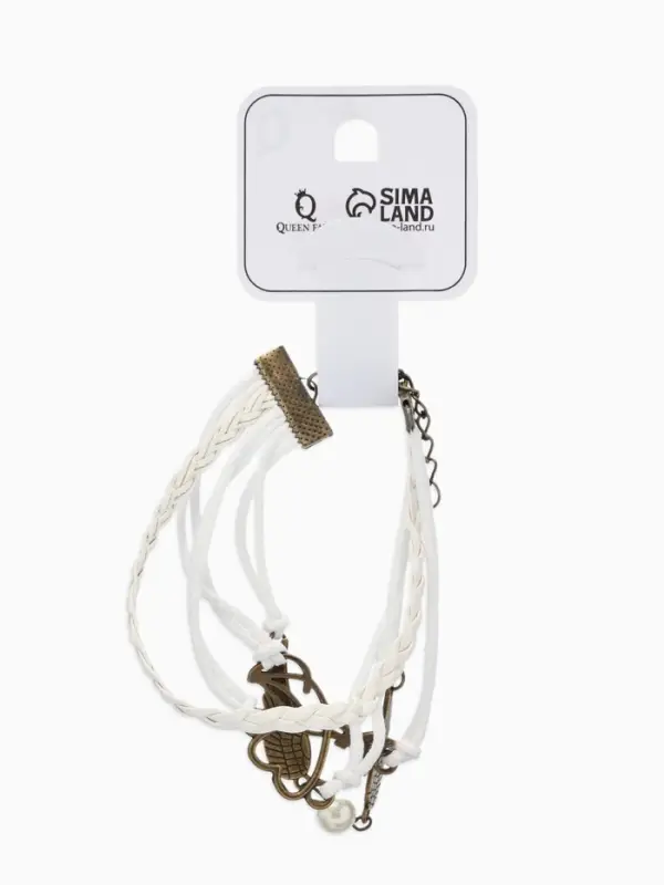 Браслет кожаный &laquo;Сердце, кошка и крылья&raquo;, L=17 см, белый