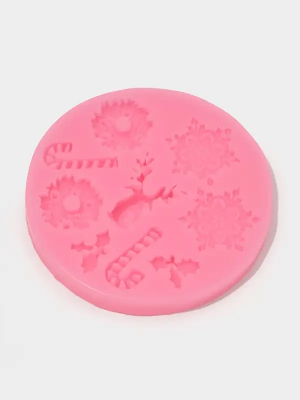 Молд для заливки &laquo;Снежинки&raquo;, силикон, 9 ячеек, d=9.5 см, розовый