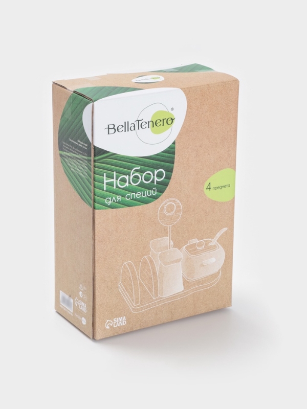 Набор для специй подст 4 шт "BellaTenero"  солон, перечн, сахарн с лож, салфетн