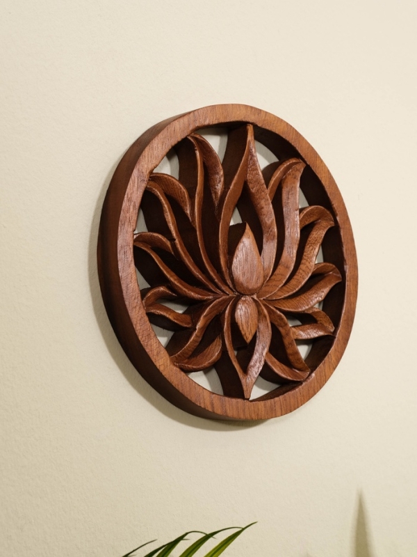 Панно "Лотос" дерево суар, 20х20х2 см