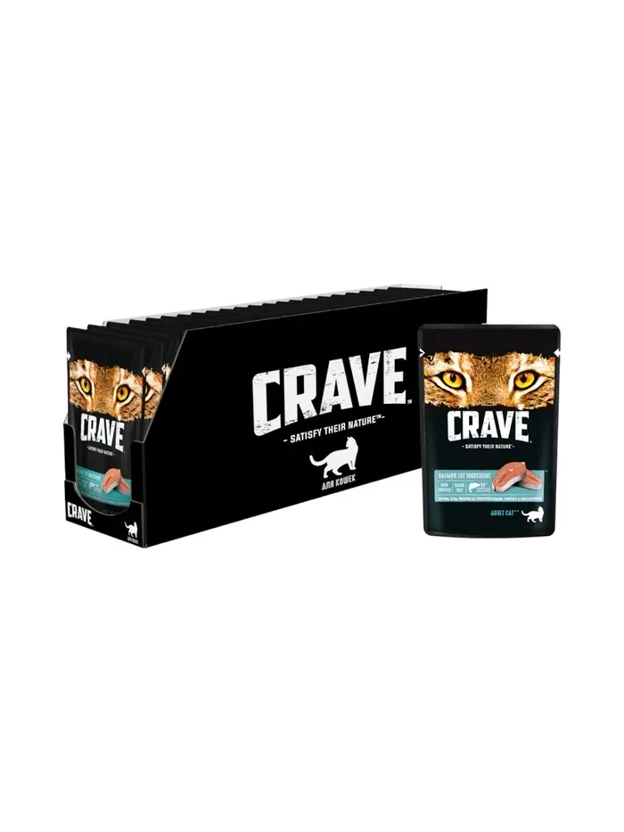 Влажный корм Crave для кошек, пауч лосось  в желе 70г Влажный корм Crave для кошек, пауч лосось  в желе 70г