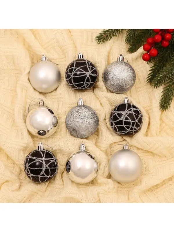 Ёлочные игрушки &laquo;Авива&raquo;, шары новогодние, d=6 см, набор 9 шт., серебро