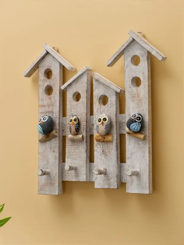 Вешалка &laquo;Скворечник с воробьями&raquo;, 35&times;6.5&times;33.5 см, дерево албезия