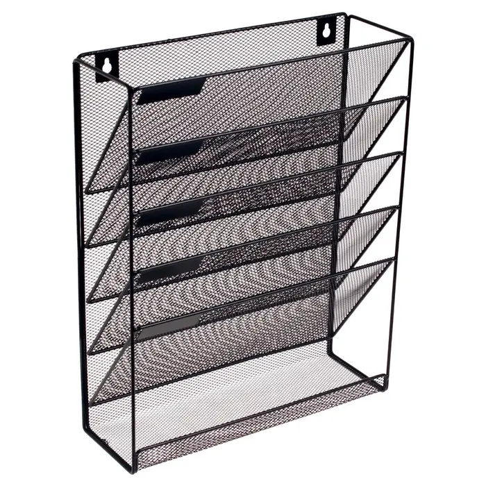 Лоток для бумаг настенный, 5 отделений, чёрный