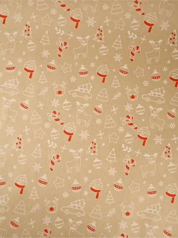 Бумага в тубусе крафтовая в рулоне «Новогодние мотивы», 0.68 × 7 м Бумага в тубусе крафтовая в рулоне «Новогодние мотивы», 0.68 × 7 м
