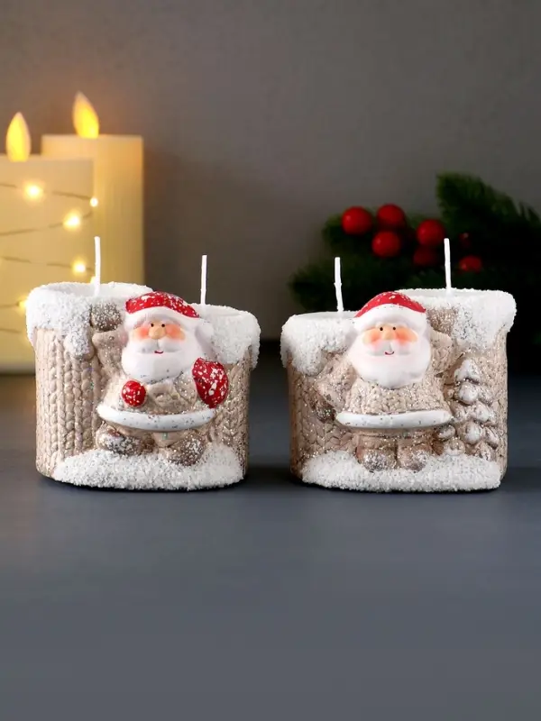Подсвечник со свечами «Дед Мороз в бежевом кафтане», на 2 свечи, керамика, 7.5×5.5×6.5 см, МИКС Подсвечник со свечами «Дед Мороз в бежевом кафтане», на 2 свечи, керамика, 7.5×5.5×6.5 см, МИКС