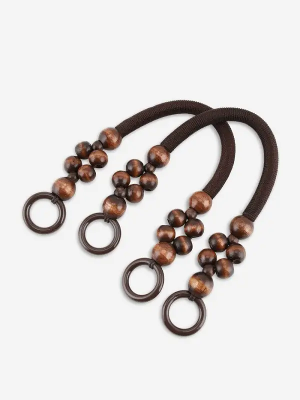 Ручки для сумки, 2 шт., вощёный шнур/дерево, 46.5&times;4 см, цвет коричневый