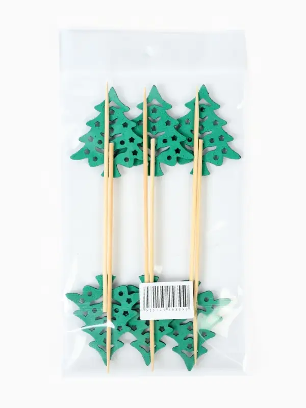 Шпажки Шпажки "Зеленые елочки", набор 6 шт.
