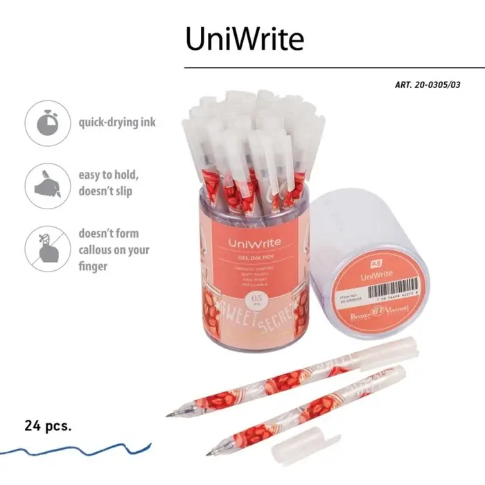 Ручка гелевая Bruno Visconti UniWrite MY REFRESH, 0,5 мм, синие чернила