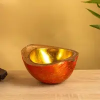 Чаша из кокоса, 19×22×10 см, красно-золотая