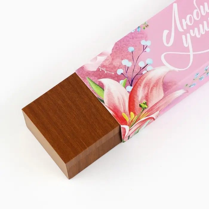 Ручка шариковая, синяя паста, автоматическая, 1 мм, бамбук, в футляре &laquo;Любимому учителю&raquo;