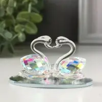 Фигурка стекло &laquo;Лебеди с бриллиантом&raquo;, прозрачная голография, 6.5&times;6&times;5 см