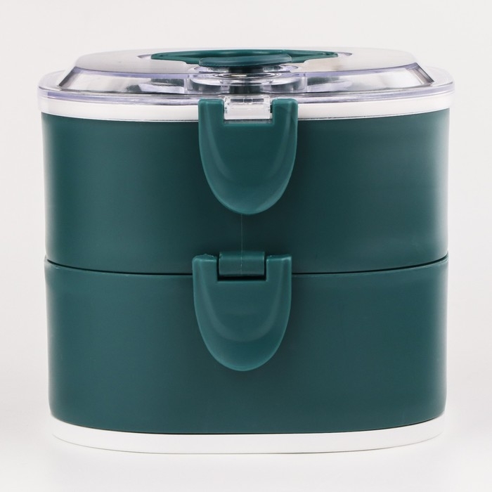 Ланч бокс с отделениями большие, контейнер для еды "Антрима", 1.85 л, с приборами, 2 уровня, 17 х 15