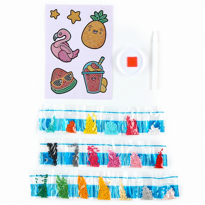 Алмазная мозаика-стикер с полным заполнением для детей «Яркое лето», набор для творчества