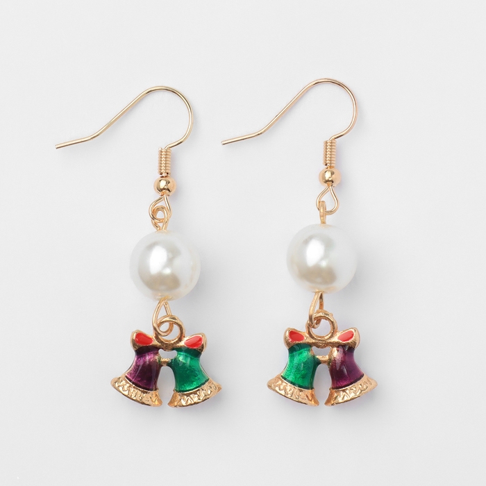 Новый год! Серьги «Новогодние» бубенцы, цветные в золоте Новый год! Серьги «Новогодние» бубенцы, цветные в золоте