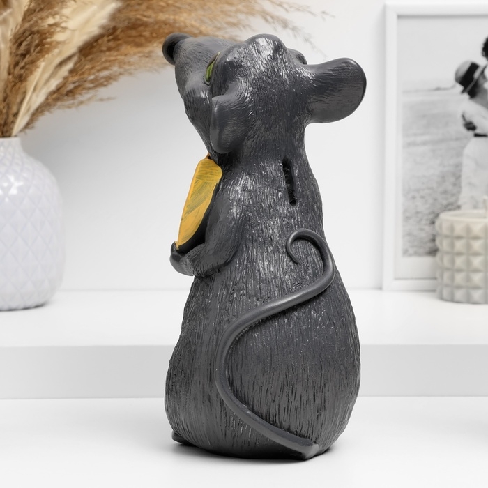 Копилка Копилка "Крыса с сыром" темно-серая, 24х16х14см