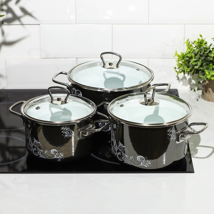 Набор эмалированных кастрюль Iseberg, 3 предмета: 2 л, 3 л, 4 л, индукция Набор эмалированных кастрюль Iseberg, 3 предмета: 2 л, 3 л, 4 л, индукция