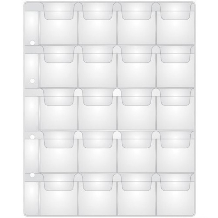 Набор листов для монет, формат Набор листов для монет, формат "Оптима", 10 листов 200 х 250 мм, на 20 ячеек 45 х 48 мм